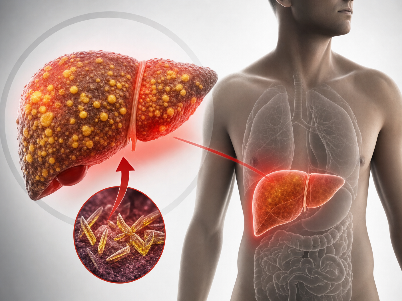 Medical illustration of fatty liver risk